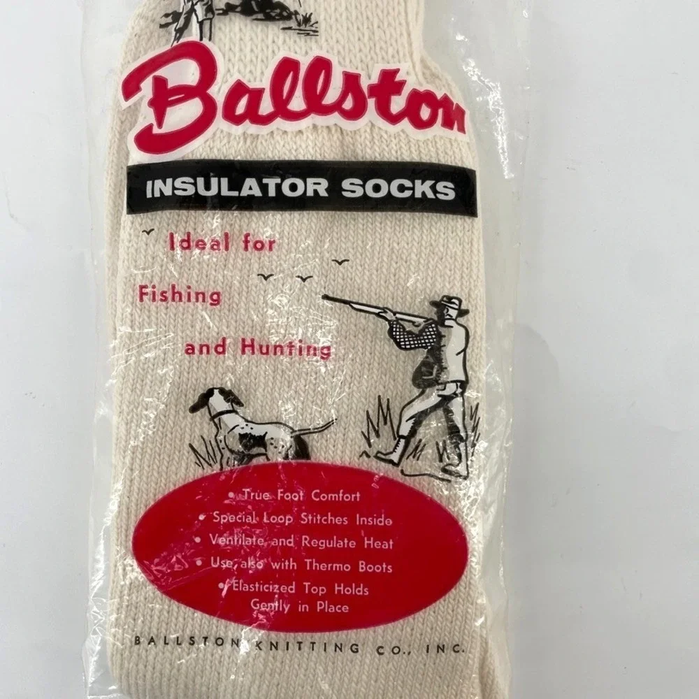 Vtg Ballston Thermal Socks Medium 10.5-11.5 All Spun Cotton USA Hunting‎ Fishing